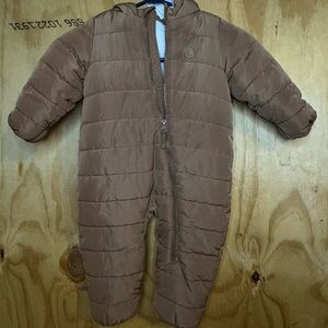 H&M Baby Puffer Bunting Suit 6-9‎ Months Brown Hooded Warm Winter Outerwear